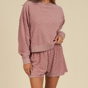 Dusty Pink Checkered Athleisure 2 Piece Set 3X